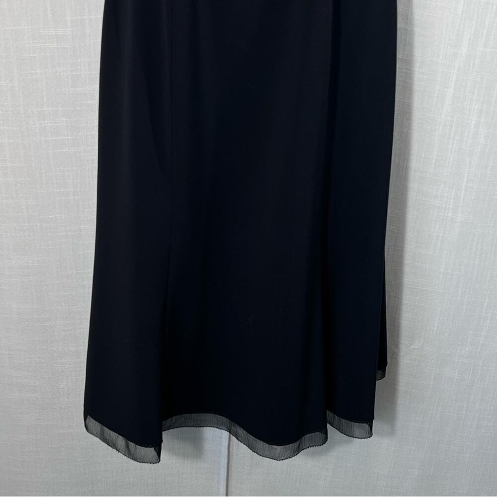 Elie Tahari Black Wool Blend A-Line Dress Size 0 Filigree Belt Sleeveless - Picture 4 of 14
